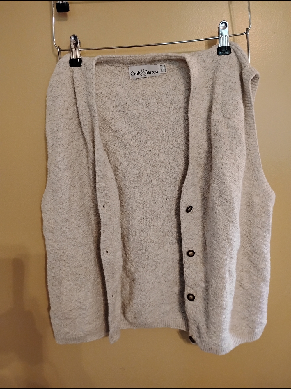 croft & barrow Cream Button-Front Knit Sweater Vest